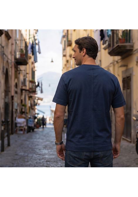 Paolo Pecora Men's Navy Blue Cotton Jersey T-shirt with Side Logo PAOLO PECORA |  | F022 40546685